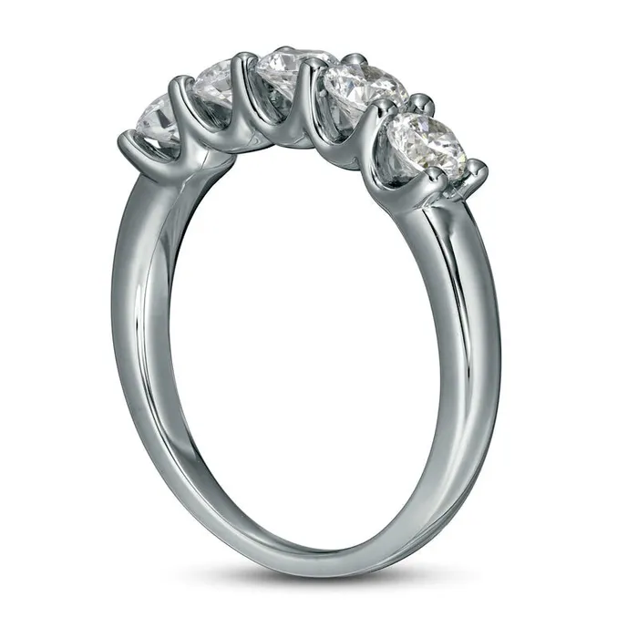Rings 10 CT TW Certified LabCreated Diamond Five Stone Band in Solid 14K White Gold FVS2 Goldia