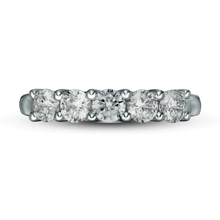 Rings 10 CT TW Certified LabCreated Diamond Five Stone Band in Solid 14K White Gold FVS2 Goldia