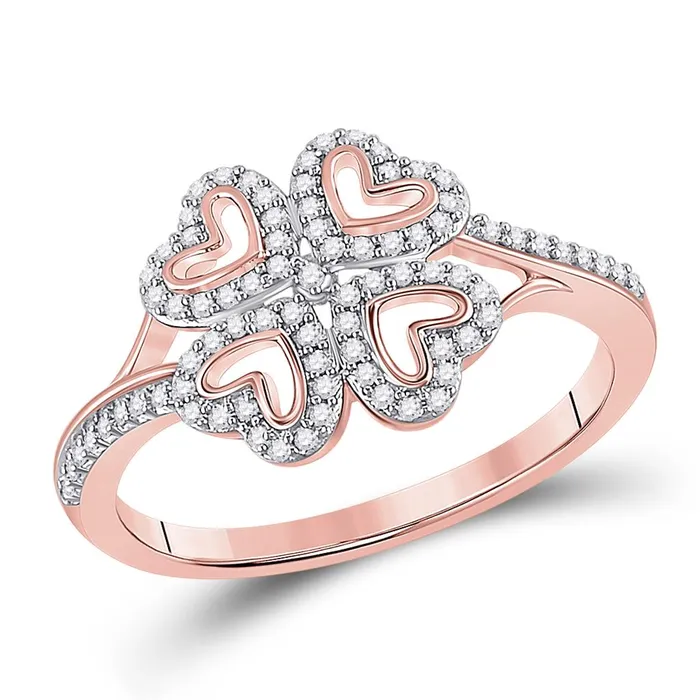 Rings 10k Rose Gold Round Diamond Heart Ring 15 Cttw gndatlanta