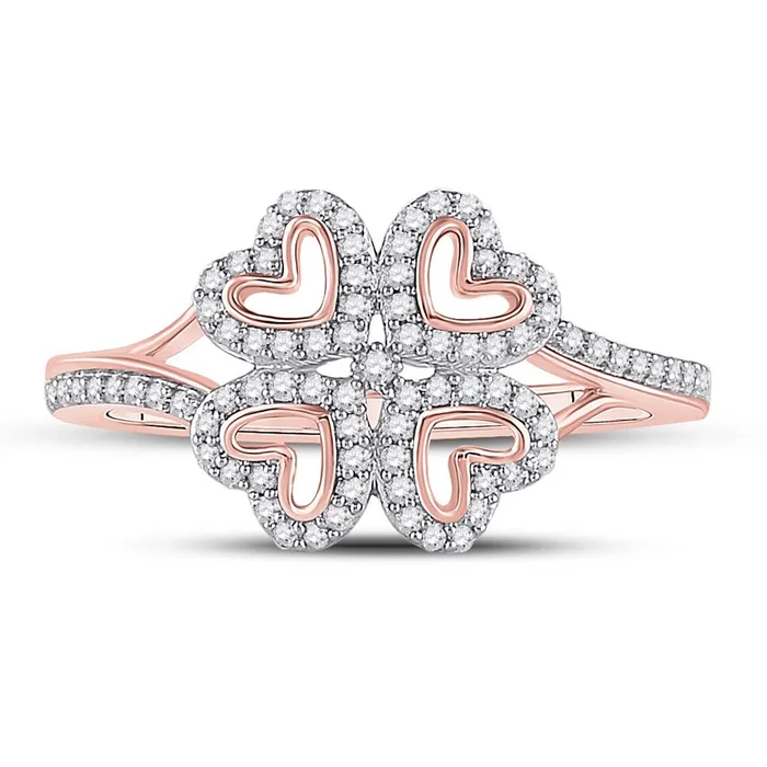 Rings 10k Rose Gold Round Diamond Heart Ring 15 Cttw gndatlanta