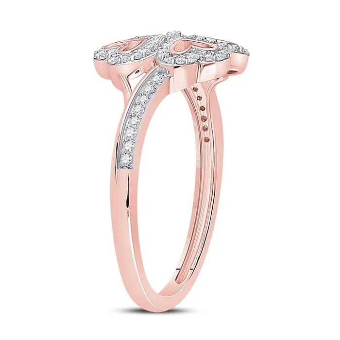 Rings 10k Rose Gold Round Diamond Heart Ring 15 Cttw gndatlanta