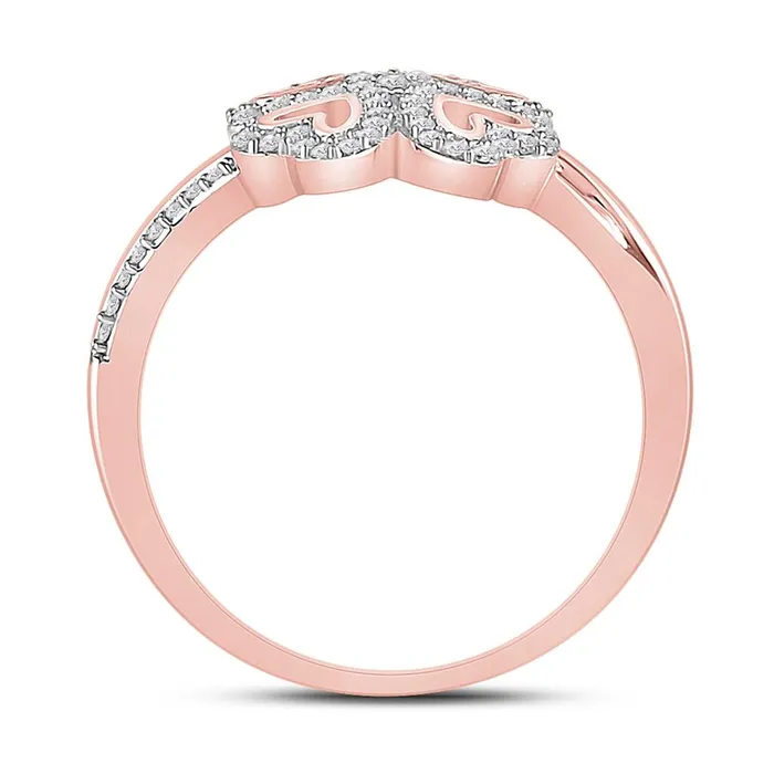 Rings 10k Rose Gold Round Diamond Heart Ring 15 Cttw gndatlanta