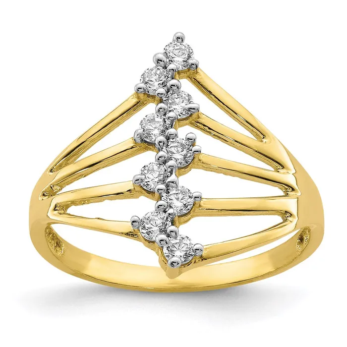 Rings 10K Yellow Gold CZ 9Stone Ring Goldia