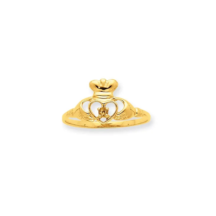 Rings 10K Yellow Gold Polished Geniune White Topaz Birthstone Ring Goldia