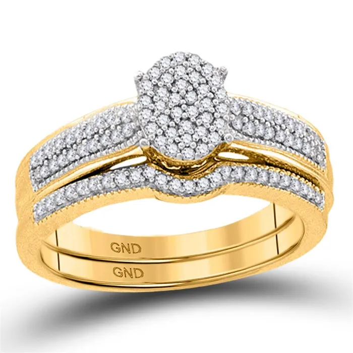 Rings 10k Yellow Gold Round Diamond Bridal Wedding Ring Set 13 Cttw gndatlanta