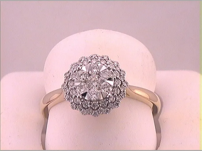 Rings 10k Yellow Gold Round Diamond Halo Flower Cluster Ring 12 Cttw gndatlanta