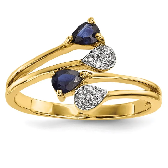 Rings 14K Gold w Real Diamond Sapphire Polished Ring Goldiacom