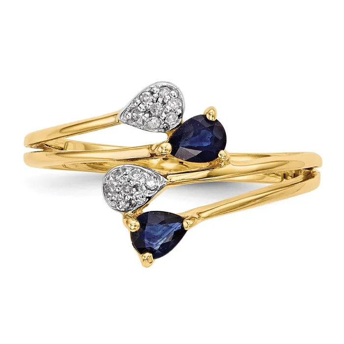 Rings 14K Gold w Real Diamond Sapphire Polished Ring Goldiacom