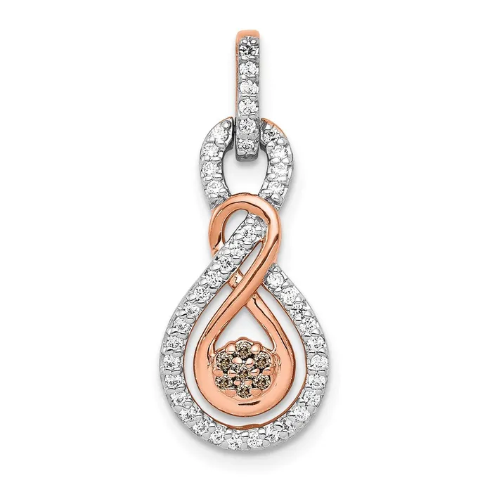 Rings 14k Rose Gold Champagne and White Real Diamond Double Infinity Chain Slide Goldia