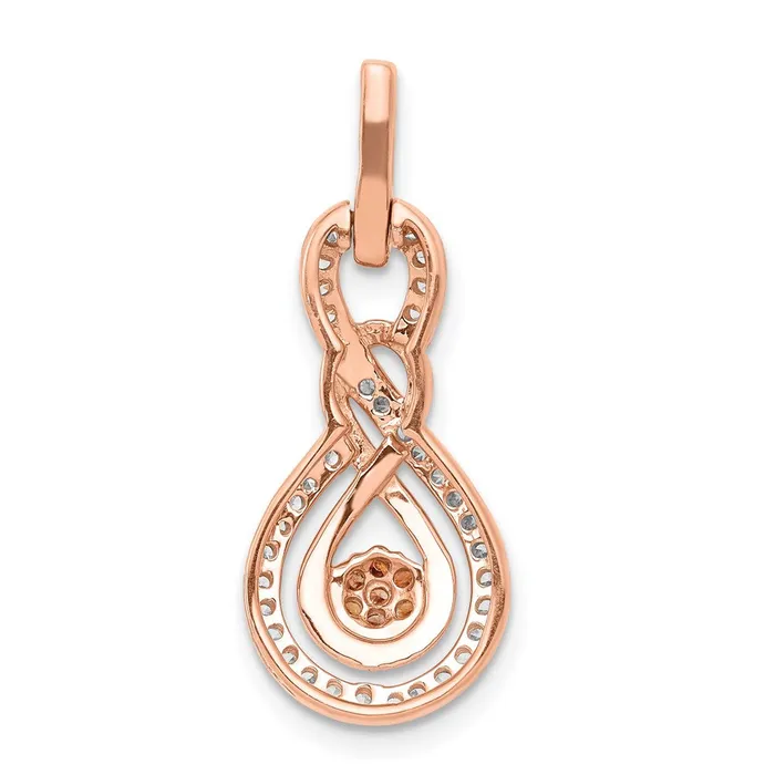 Rings 14k Rose Gold Champagne and White Real Diamond Double Infinity Chain Slide Goldia