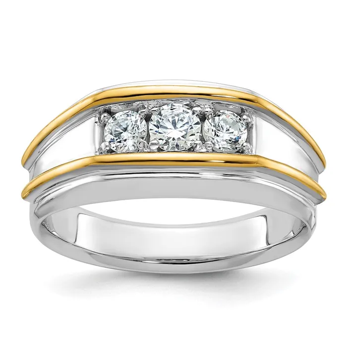 Rings 14k Twotone Gold Mens 12 carat Diamond Complete Ring Goldia