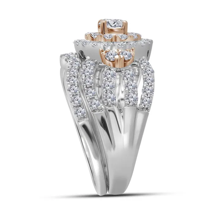 Rings 14k Twotone Gold Round Diamond Bridal Wedding Ring Set 112 Cttw Certified gndatlanta