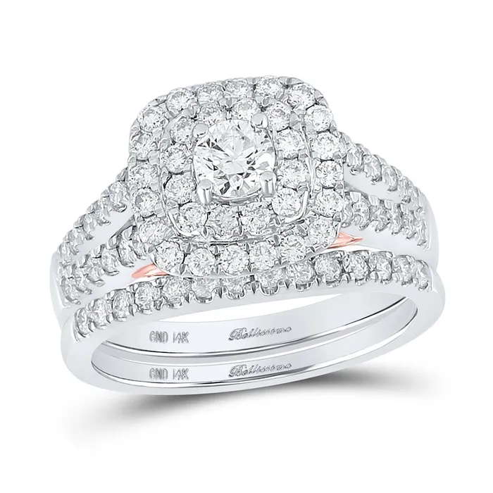 Rings 14k Twotone Gold Round Diamond Bridal Wedding Ring Set 114 Cttw Certified gndatlanta