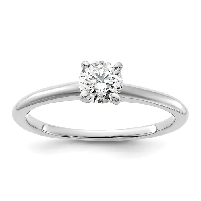 Rings 14k White Gold 12 Ct Certified Lab Grown Diamond VSSI G Round Solitaire Engagement Ring Goldia