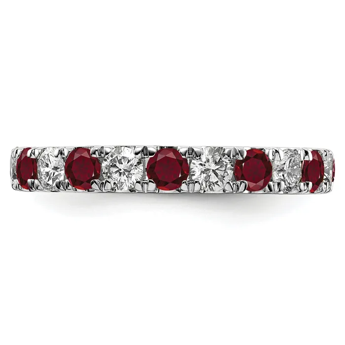 Rings 14k White Gold 1 Ct Lab Grown Diamond VSSI G and Lab Created Ruby Eternity Band Ring Goldia