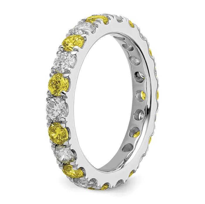 Rings 14k White Gold 1 Ct Lab Grown Diamond VSSI G and Lab Created Ruby Eternity Band Ring Goldia