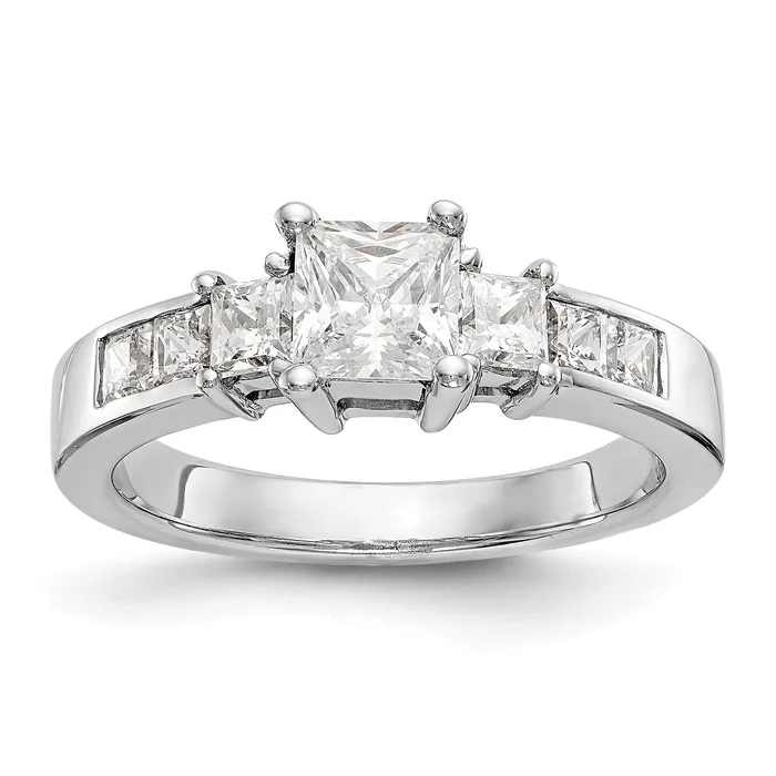 Rings 14K White Gold 3 Stone Simulated Diamond Engagement Ring Goldiacom