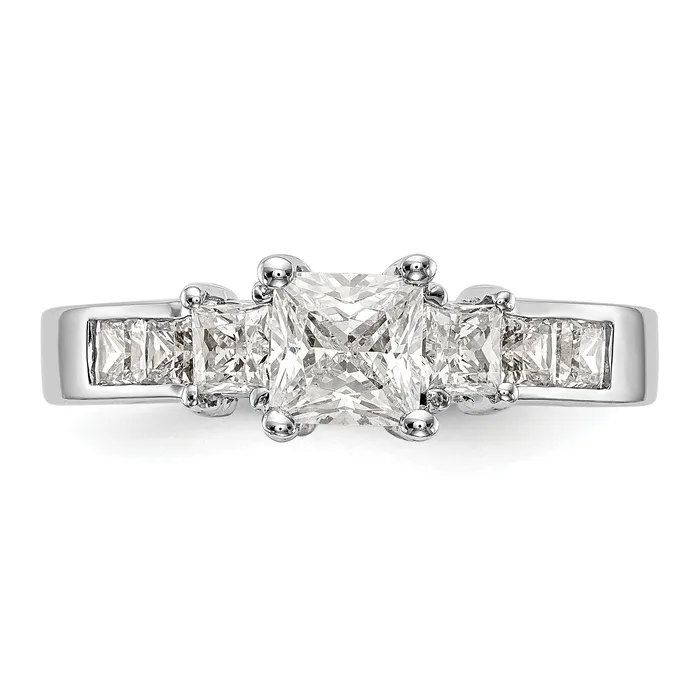 Rings 14K White Gold 3 Stone Simulated Diamond Engagement Ring Goldiacom
