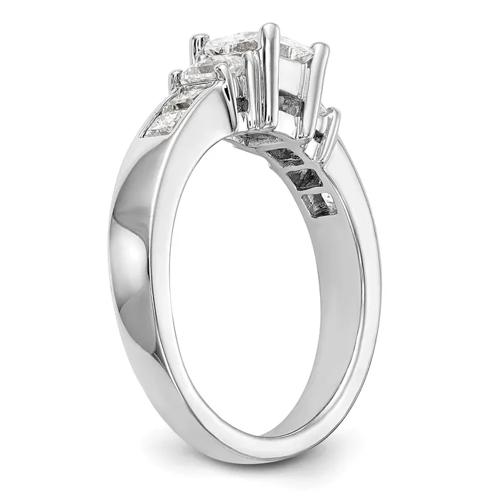 Rings 14K White Gold 3 Stone Simulated Diamond Engagement Ring Goldiacom