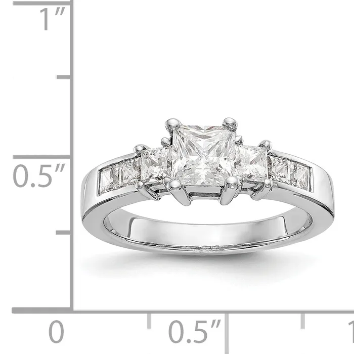 Rings 14K White Gold 3 Stone Simulated Diamond Engagement Ring Goldiacom