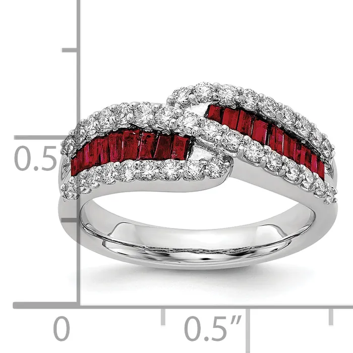 Rings 14k White Gold 58 Ct Lab Grown Diamond VSSI G and Lab Created Ruby Ring Goldia