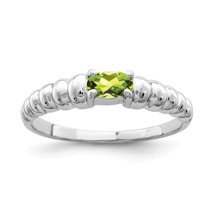 Rings 14k White Gold 5x3mm Oval Peridot ring Goldia
