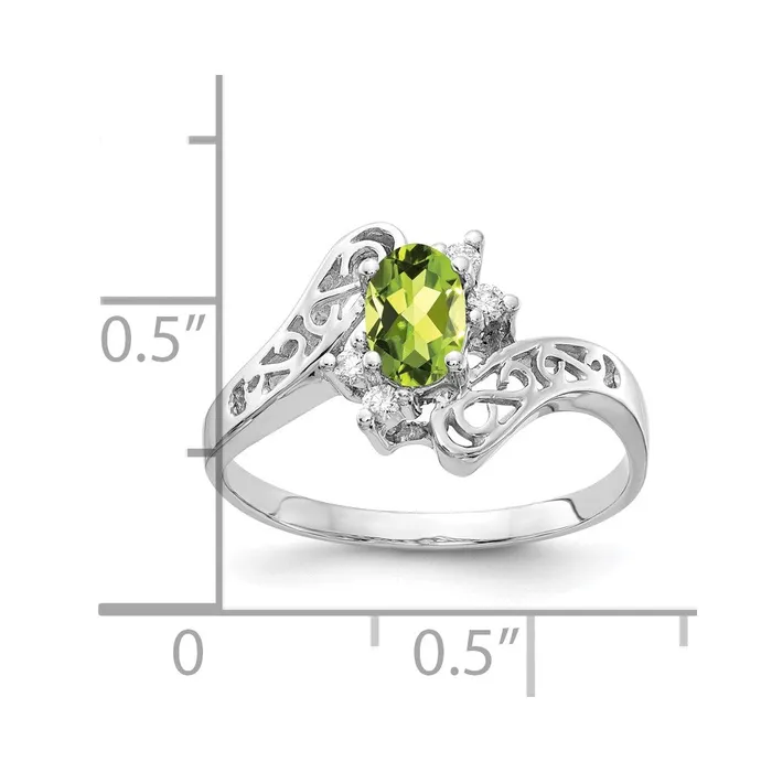 Rings 14k White Gold 6x4mm Oval Peridot VS Real Diamond ring Goldiacom