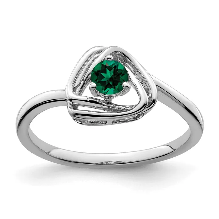 Rings 14k White Gold Created Emerald Triangle Ring Goldia