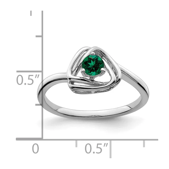 Rings 14k White Gold Created Emerald Triangle Ring Goldia