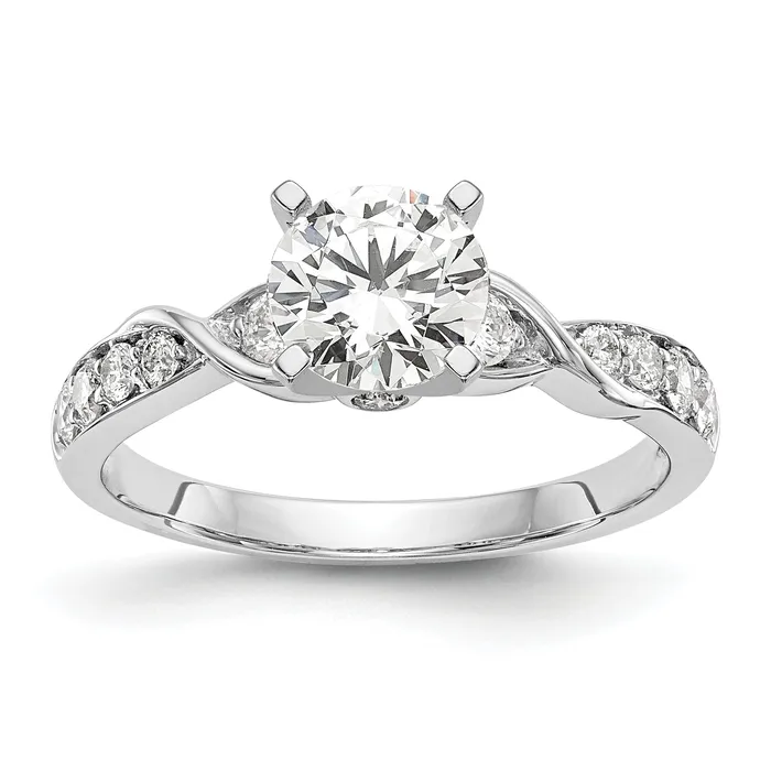 Rings 14K White Gold Lab Grown Diamond VSSI FGH Peg Set Semimount Engagement Ring Goldia