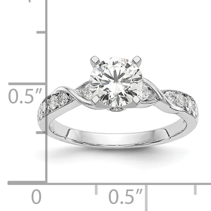 Rings 14K White Gold Lab Grown Diamond VSSI FGH Peg Set Semimount Engagement Ring Goldia