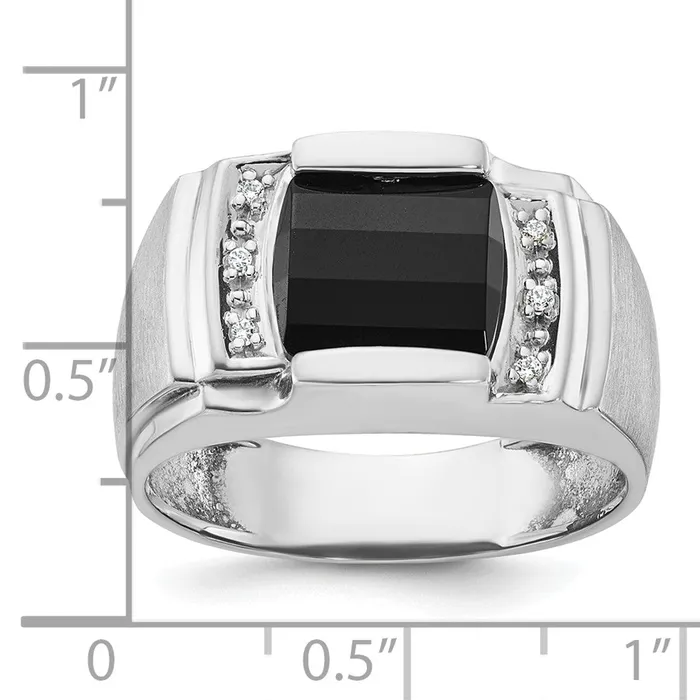 Rings 14k White Gold Mens Satin Onyx and 120 carat Diamond Complete Ring Goldia