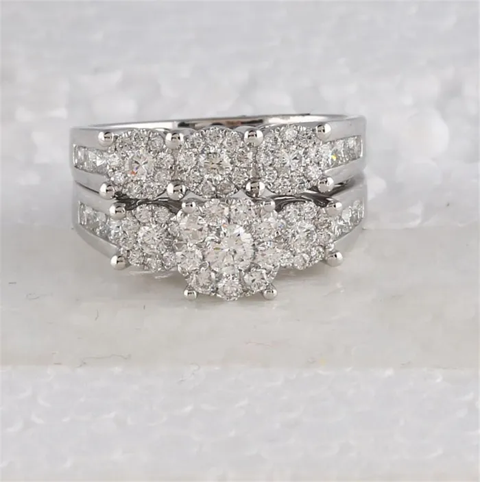 Rings 14k White Gold Round Diamond Bridal Wedding Ring Set 112 Cttw Certified gndatlanta