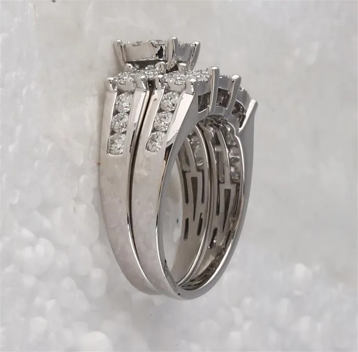 Rings 14k White Gold Round Diamond Bridal Wedding Ring Set 112 Cttw Certified gndatlanta