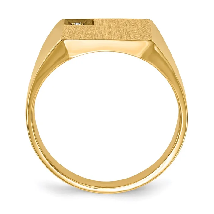 Rings 14K Yellow Gold 120x125mm Closed Back AA Real Diamond Mens Signet Ring Goldiacom
