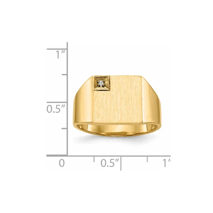 Rings 14K Yellow Gold 120x125mm Closed Back AA Real Diamond Mens Signet Ring Goldiacom