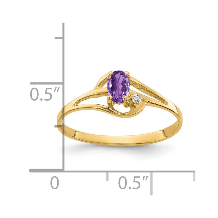 Rings 14K Yellow Gold 5x3mm Oval Amethyst AAA Real Diamond ring Goldiacom