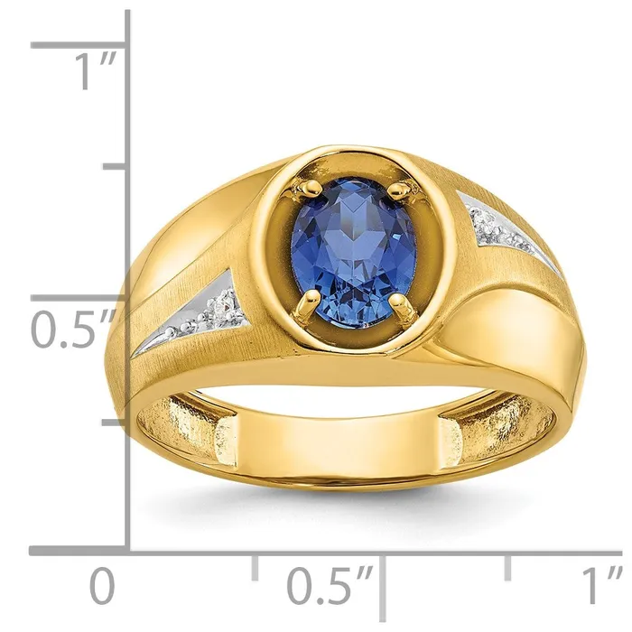 Rings 14k Yellow Gold Mens Gemstone and Diamond Satin Ring Mounting Goldia