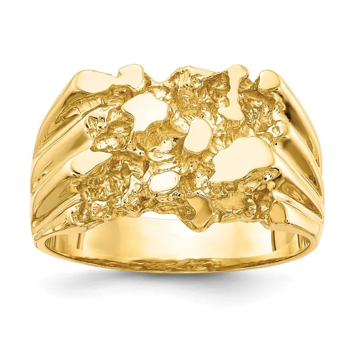 Rings 14K Yellow Gold Mens Nugget Ring Goldia