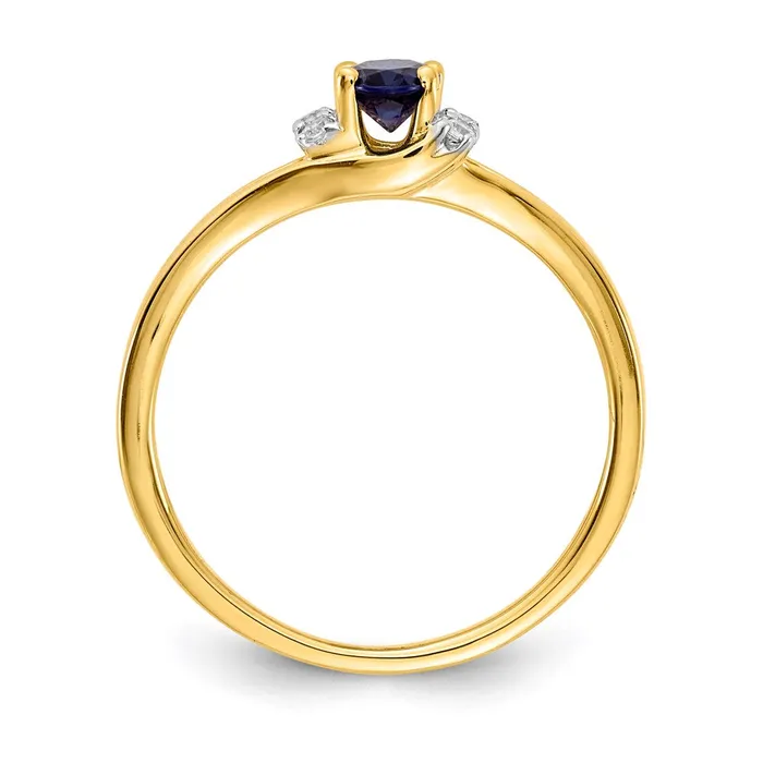 Rings 14K Yellow Gold Real Diamond and Oval Sapphire Ring Goldia
