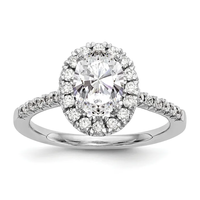 Rings 14kw Oval Halo Simulated Diamond Engagement Ring Goldiacom