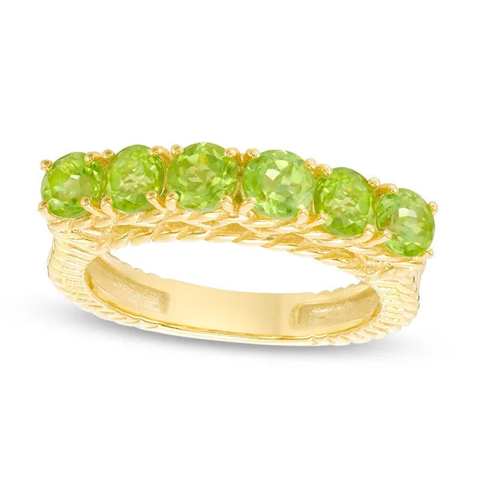 Rings 40mm Peridot Six Stone Ring in Sterling Silver with Solid 14K Gold Plate Goldia