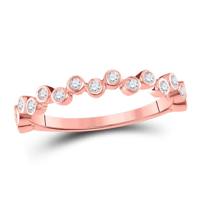 Rings gndatlanta 10k Rose Gold Round Diamond Stackable Band Ring 14 Cttw
