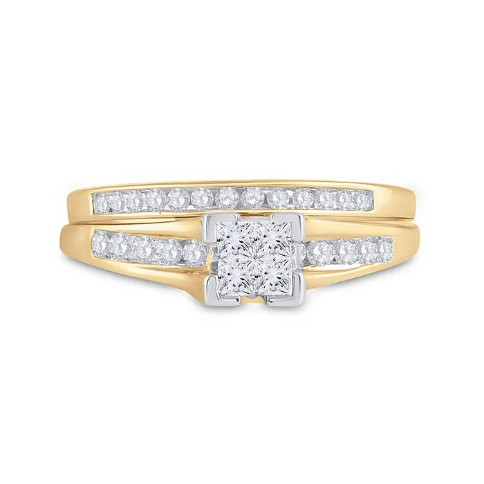 Rings gndatlanta 10k Yellow Gold Princess Diamond Bridal Wedding Ring Set 12 Cttw Size 5