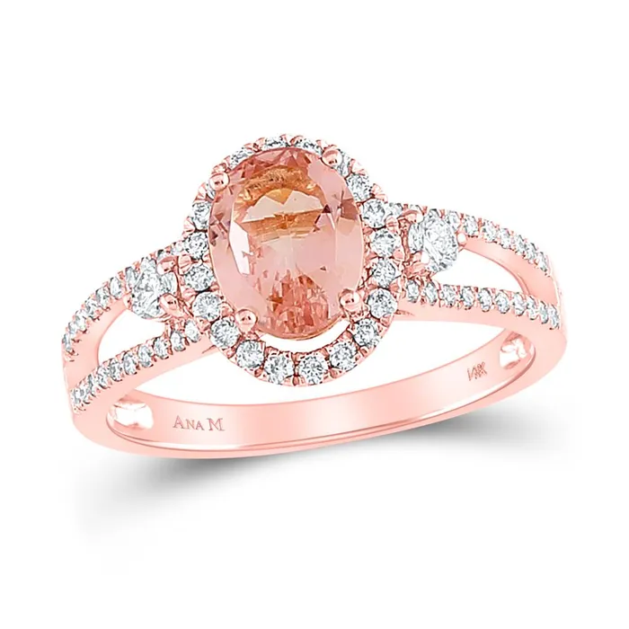 Rings gndatlanta 14k Rose Gold Oval Morganite Solitaire Ring 138 Cttw