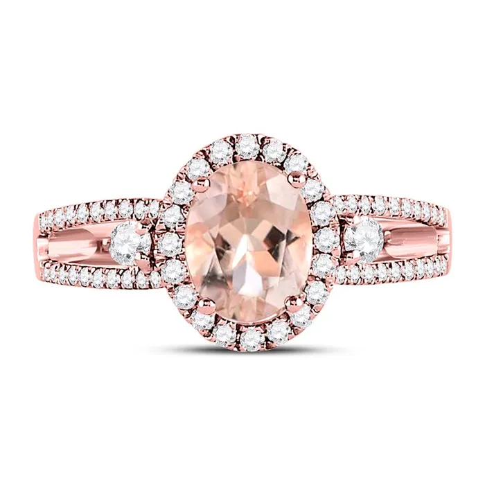 Rings gndatlanta 14k Rose Gold Oval Morganite Solitaire Ring 138 Cttw