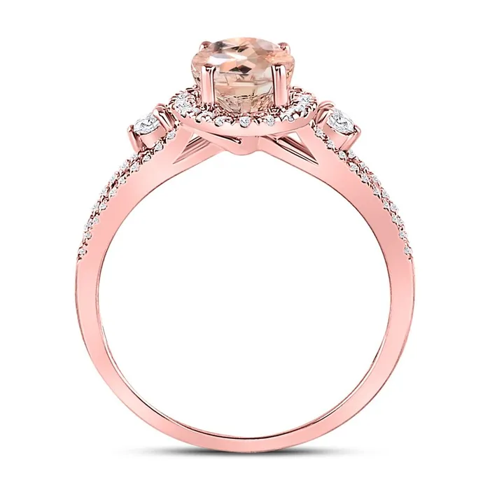 Rings gndatlanta 14k Rose Gold Oval Morganite Solitaire Ring 138 Cttw