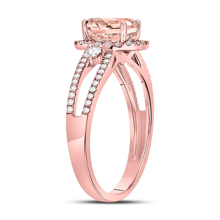 Rings gndatlanta 14k Rose Gold Oval Morganite Solitaire Ring 138 Cttw