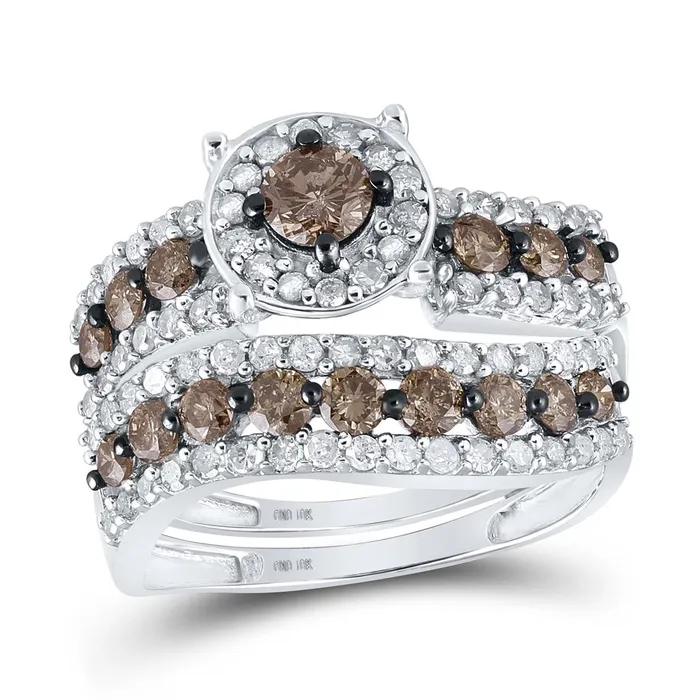 Rings gndatlanta 14k White Gold Brown Diamond Bridal Wedding Ring Set 134 Cttw