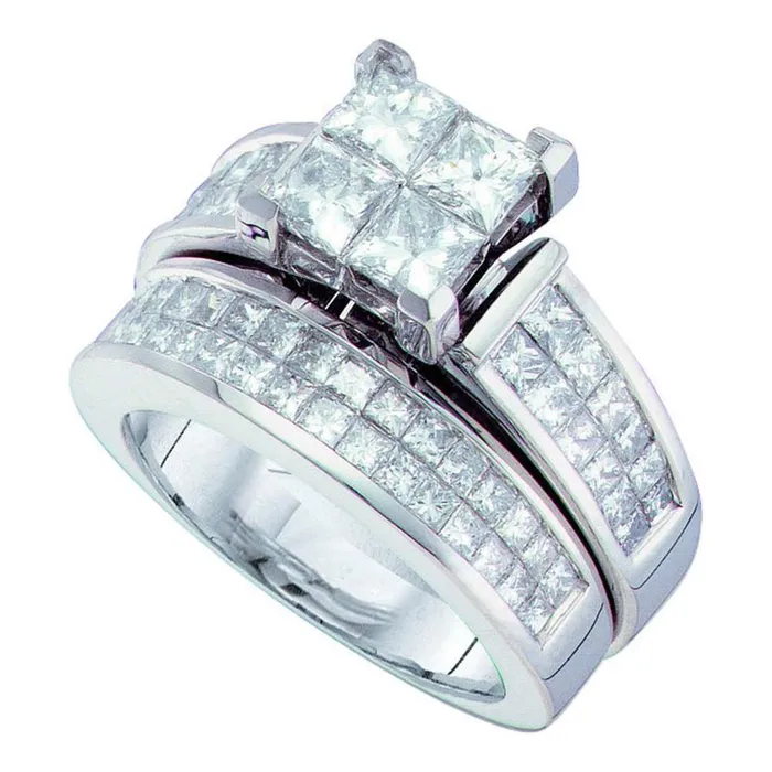 Rings gndatlanta 14k White Gold Diamond Bridal Wedding Ring Set 3 Cttw